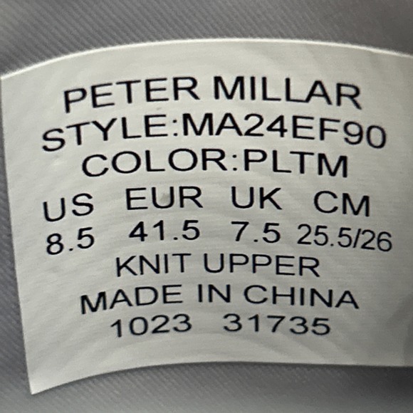 Peter Millar Tellustride Sneaker Men 8.5 Platinum Grey Slip On Crown Sport Shoe - Picture 7 of 8